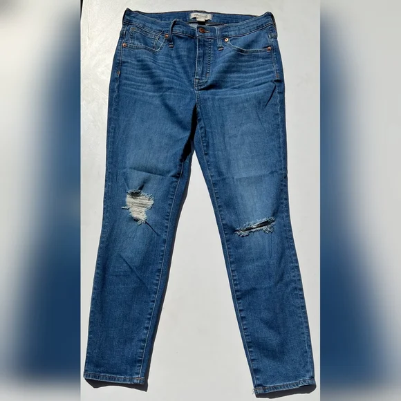 Madewell Blue Distressed Straight Leg Jeans - Picture 2 of 8